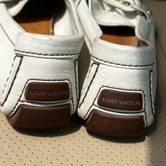 Louis Vuitton Cream Loafers with Gold Accent - Picture 5 of 8